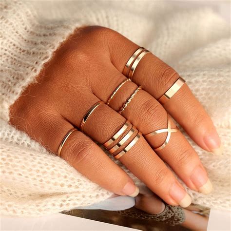 Original Design Gold Color Round Hollow Geometric Rings Set For Women – Wish Jewelry