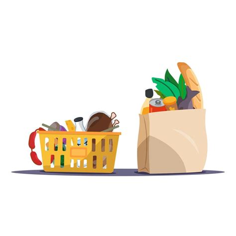 grocery basket grocery bag on white background vector illustration ...