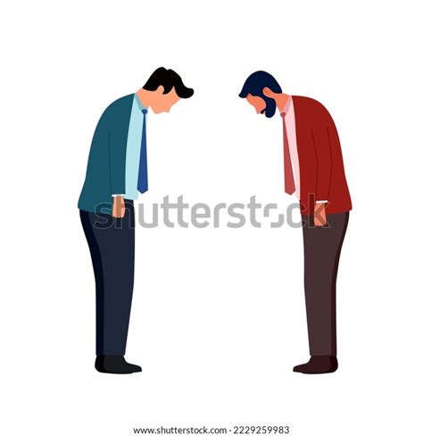 Two Guys Bowing Head Greeting Thankful Stock Vector (Royalty Free ...