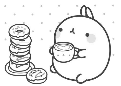 Molang with Donuts coloring page - Download, Print or Color Online for Free