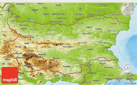 Physical 3D Map of Bulgaria