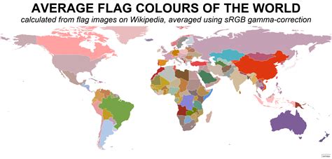 Average flag colours of the world [OC] [2516x1207] #maps | Flag colors, World of color, Flag