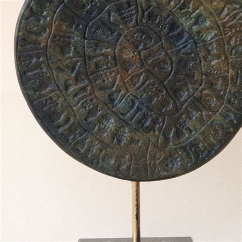 Minoan Phaistos Disc Bronze Sculpture, Ancient Greek Crete Museum Replica Art Sculpture, Greek ...