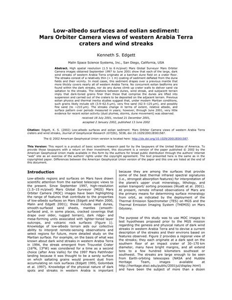 (PDF) Low-albedo surfaces and eolian sediment: Ma rs Orbiter ... · Low-albedo surfaces and ...