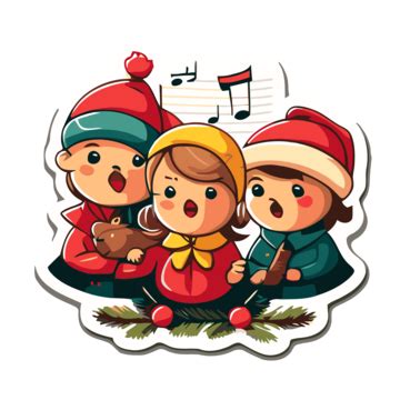 Little Girls Singing Cartoon Christmas Stickers Vector, Free Christmas ...