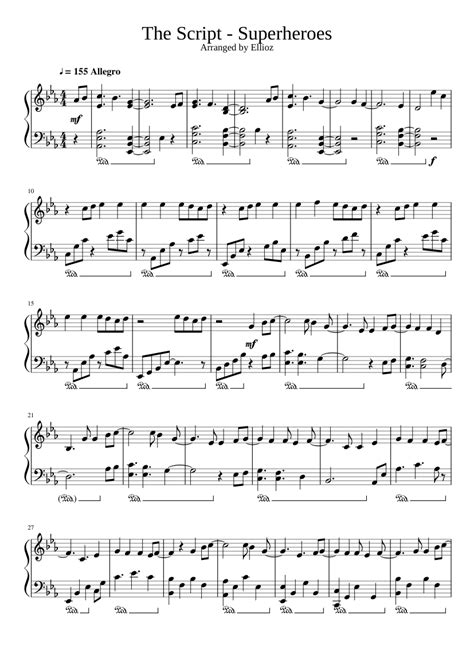 The Script - Superheroes Sheet music for Piano (Solo) | Musescore.com