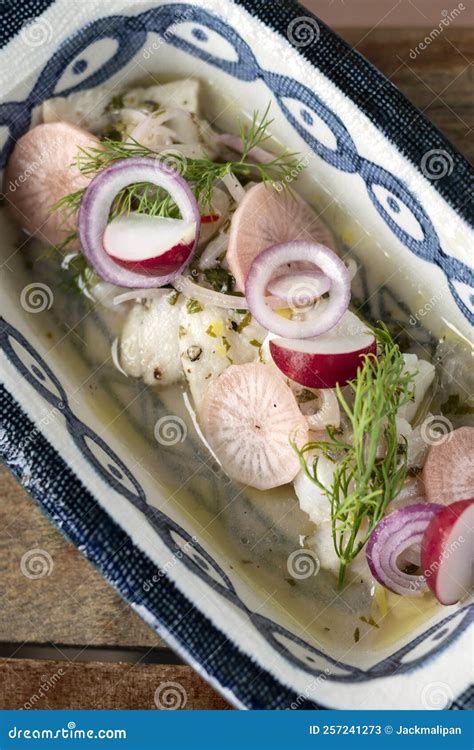 Ceviche Marinated Fish Salad with Vegetables Stock Image - Image of ...