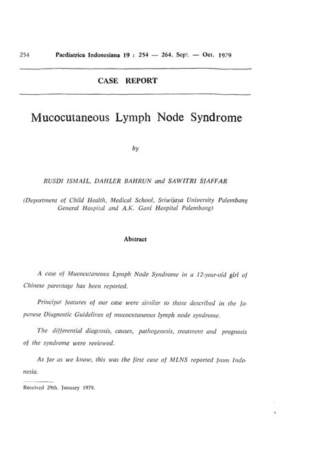 (PDF) Mucocutaneous Lymph Node Syndrome