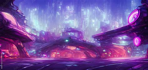 Artistic concept painting of a cyberpunk city street, background ...