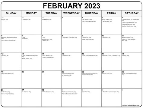 February 2023 Calendar With Holidays Printable - IMAGESEE