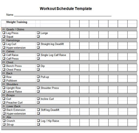 9 Free Fitness Schedule Templates in MS Word and MS Excel Format