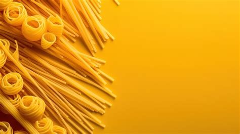Premium AI Image | Italian pasta on a yellow kitchen background Generative Ai