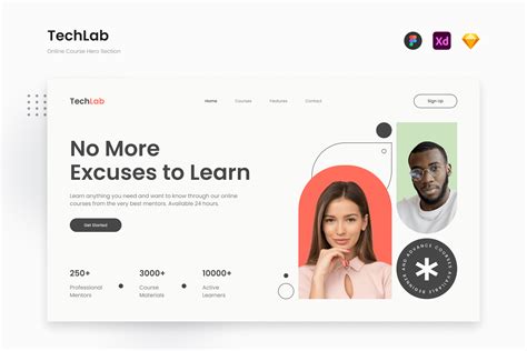 TechLab - Bright White Online Course Hero Section Design Templates - Peterdraw Studio