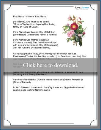 Heartfelt Obituary Examples for Mothers | LoveToKnow