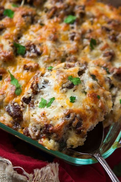 Cheesy Hash Brown Sausage Breakfast Casserole - Oh Sweet Basil