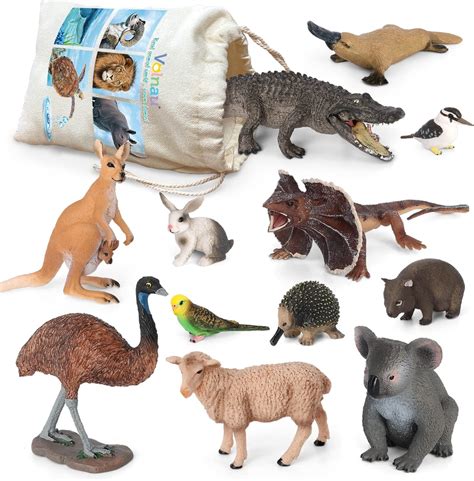 Volnau Animal Toys Figurines 12PCS Australia Animal Figures Zoo Pack for Kids Christmas Birthday ...