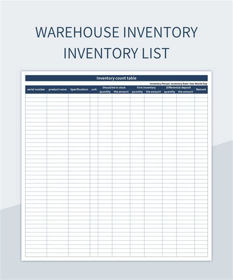 Warehouse Inventory Inventory List Excel Template And Google Sheets File For Free Download ...