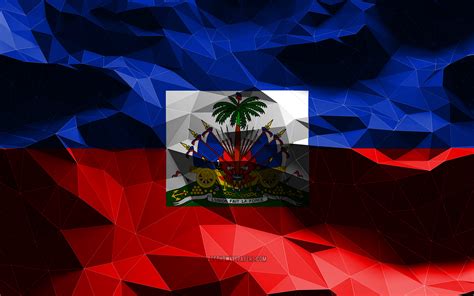 Download wallpapers 4k, Haitian flag, low poly art, North American ...