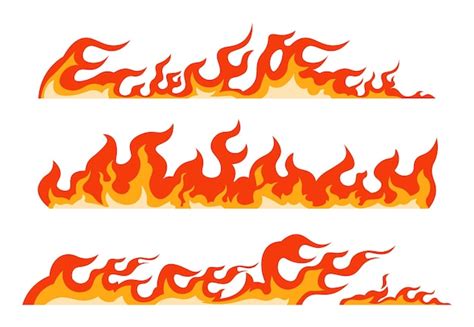 Premium Vector | Orange flame. burning fire line, framing decorative element and blazing border ...