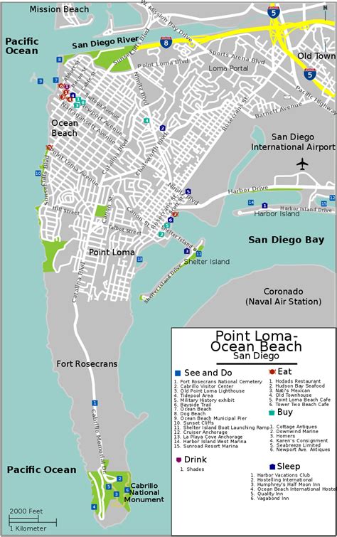 Pointloma oceanbeach map - Point Loma, San Diego - Wikipedia | San diego, Ocean beach san diego ...