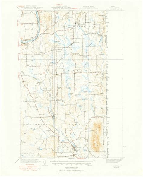 Mars Hill, Maine 1940 (1951) USGS Old Topo Map Reprint 15x15 ME Quad ...