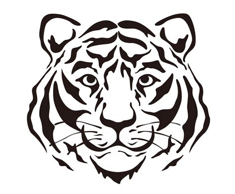 Vector Tiger Head Silhouette Illustration Isolated On A White ...