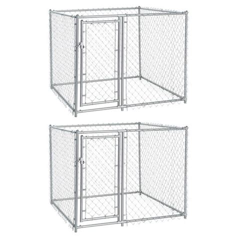 Lucky Dog Outdoor Chain Link Dog Kennel, Silver, 5'L x 5'W x 4'H, 2 ...