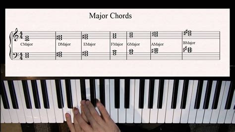 Learn to play piano 13 - Playing Major Chords Treble and Bass Clef - YouTube