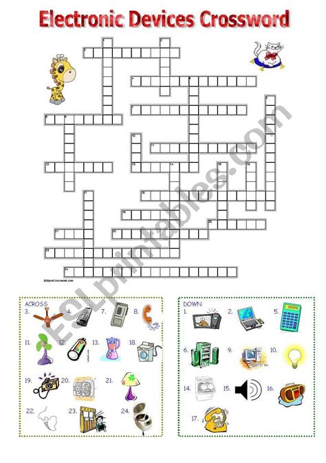 Electronic Devices Crossword - ESL worksheet by mimika