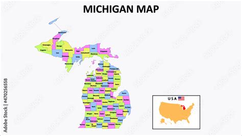 Michigan Map. District map of Iowa in 2020. District map of Michigan in ...