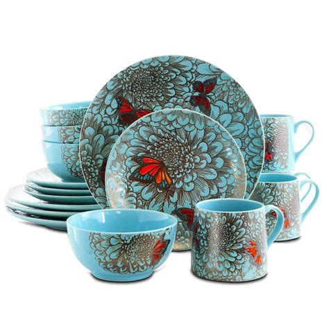 Elama’s Naina 16 Piece Double Bowl Stoneware Dinnerware Set – DealsDot.Com | Stoneware ...