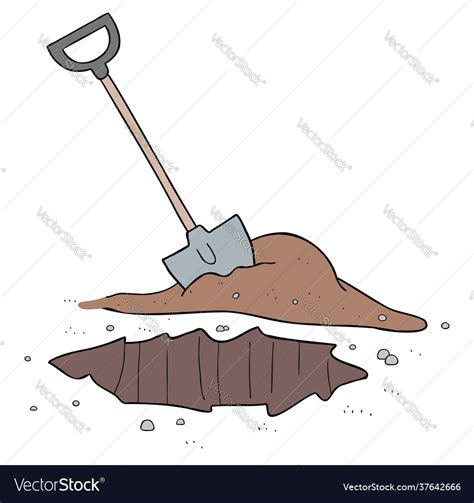 Cartoon shovel and dig soil Royalty Free Vector Image