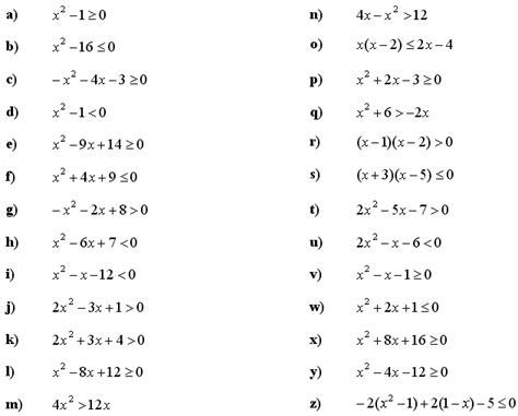 Quadratic Inequalities Practice Questions