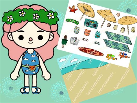 Toca Boca Beach Time Quiet Book Page / Toca Toca Papercraft / Quiet Book Pages / Printable Page ...