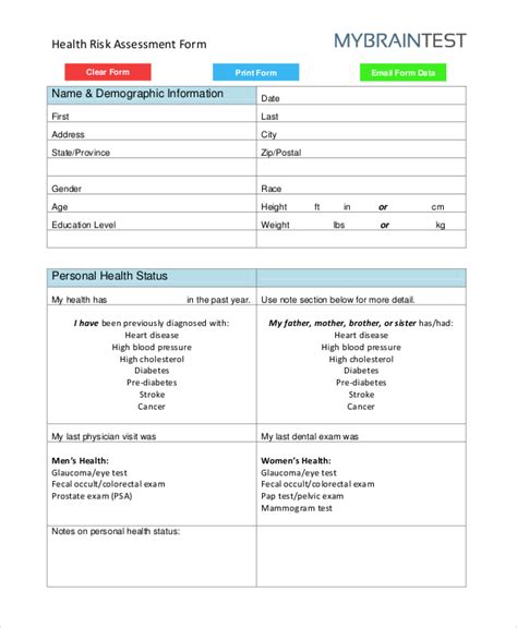 FREE 7+ Health Risk Assessments in PDF | MS Word