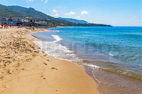 Cefalu beach, Cefalu town, Sicily, Italy | Stock image | Colourbox