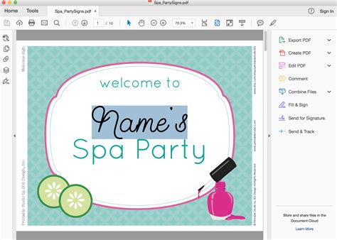 Printable Spa Party Signs – 10 Pages of Signs