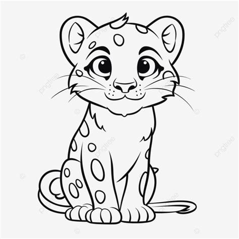 Cartoon Leopard Baby Coloring Pages Outline Sketch Drawing Vector ...