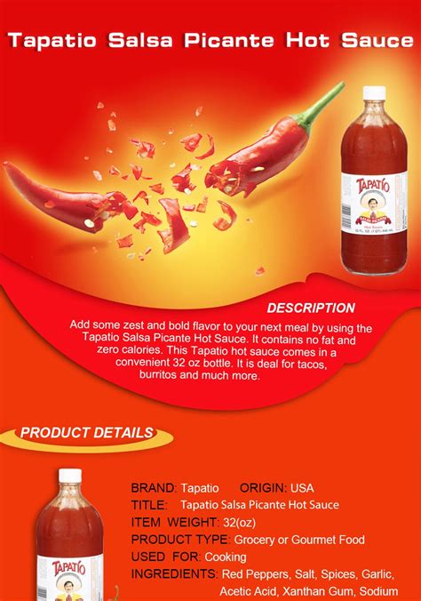 Tapatio Hot Sauce Nutritional Information - Nutrition Ftempo