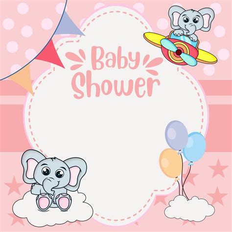 plantillas de invitación de baby shower con lindos elefantes 12020146 Vector en Vecteezy