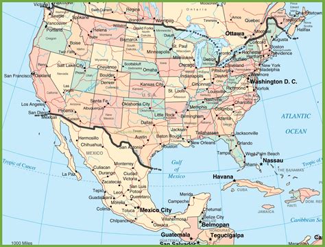 Map Of Us And Mexico - Blank Map