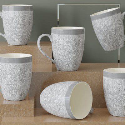 The Earth Store Grey Fizz Coffee Mug Set of 6 Ceramic Mugs to Gift to Best Friend, Tea Mugs ...
