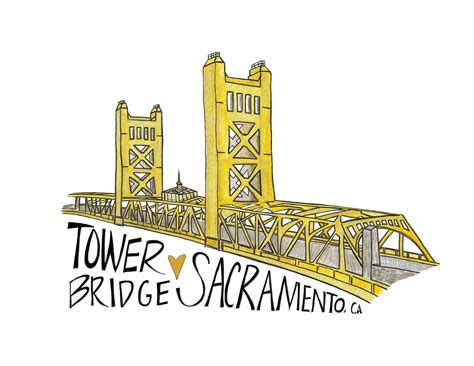 Tower Bridge, Sacramento, CA Art Print – Tonja Wilcox Art & Good Honey Watercolor