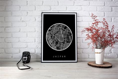 Jaipur Map, Rajasthan Map, India Map, Atlas, Maps, Black And White Map, Minimalistic Map ...