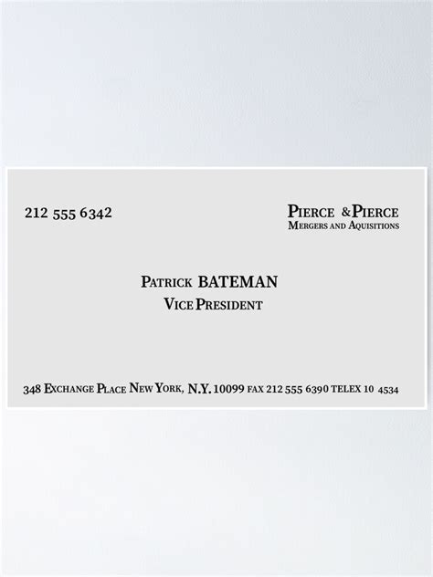 "Patrick Bateman American Psycho Business Card" Poster by occultart ...