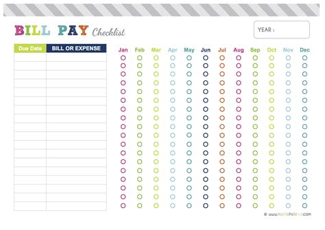 free bill payment checklist printable - Google Search | Bill payment checklist, Bill pay ...