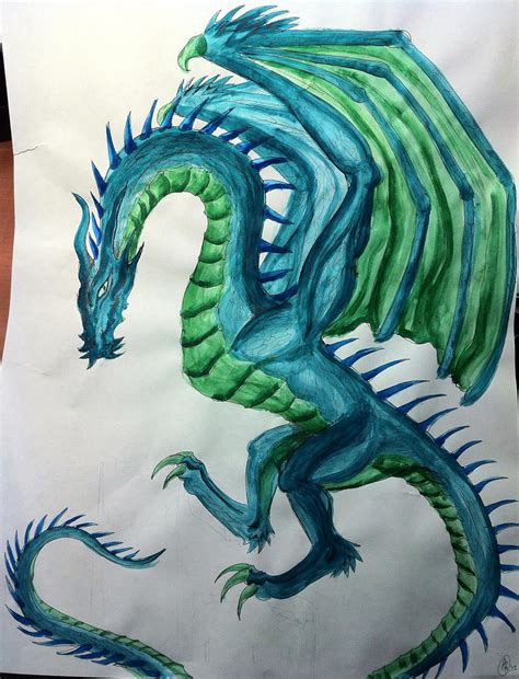 Color Thoery: Blue-Green Wyvern by Umbr3 on deviantART