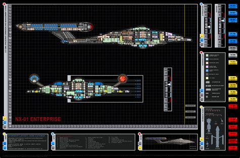 Enterprise NX-01 Layout- Side Cutaway | Star trek posters, Star trek ...