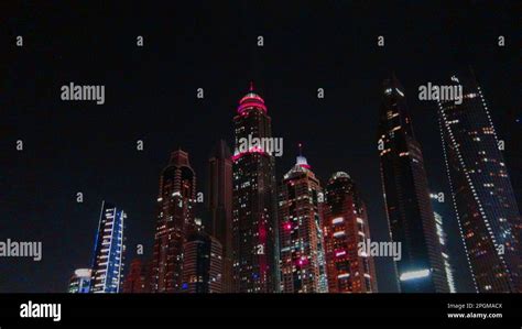 Malaysia. Fantastic night view of skyline with illuminated skyscrapers in Kuala Lumpur city ...