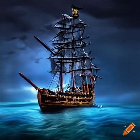 Illustration of a pirate ship on Craiyon